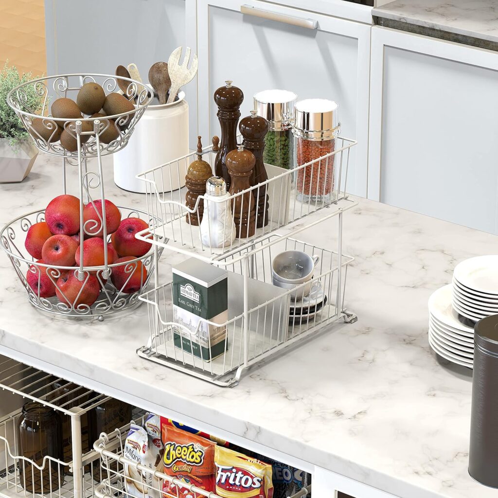 2 Tier Cabinet Wire Basket Drawer Organizer