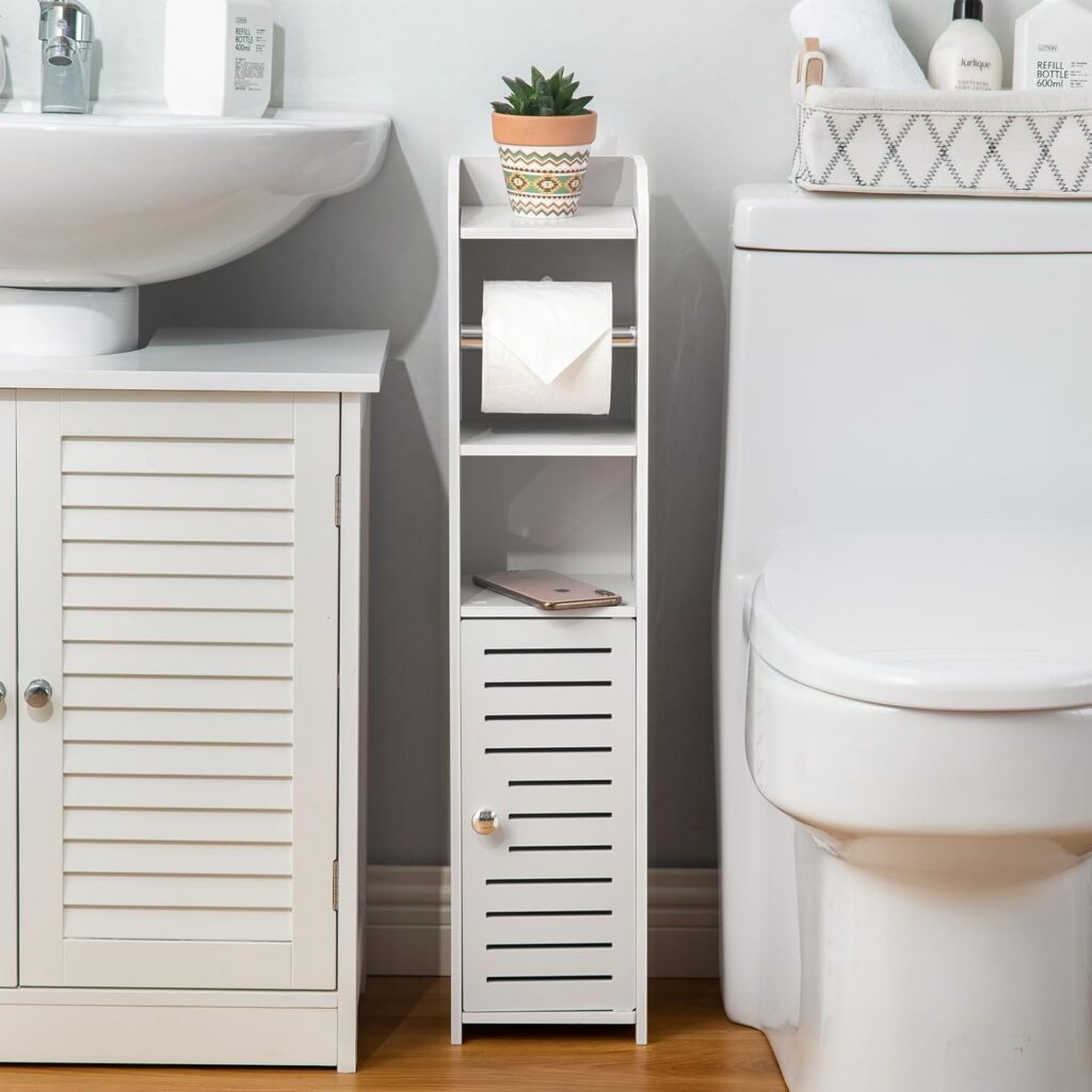 Bathroom Storage Cabinet Beside Toilet